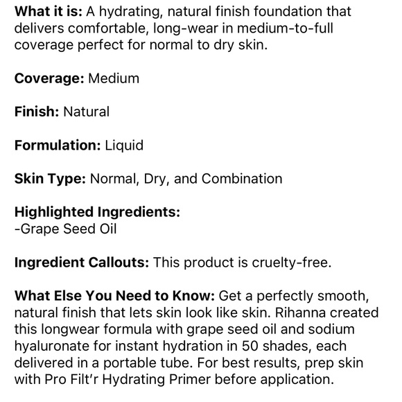 BNIB Fenty Beauty by Rihanna Hydrating Longwear Foundation #280 - Picture 4 of 4